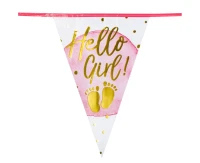 Foil bunting 'Hello Girl!' (30 x 20 cm)(6 m)