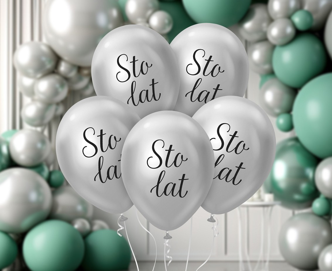 Balloons B&C 12", Sto Lat, platinum silver, 5pcs