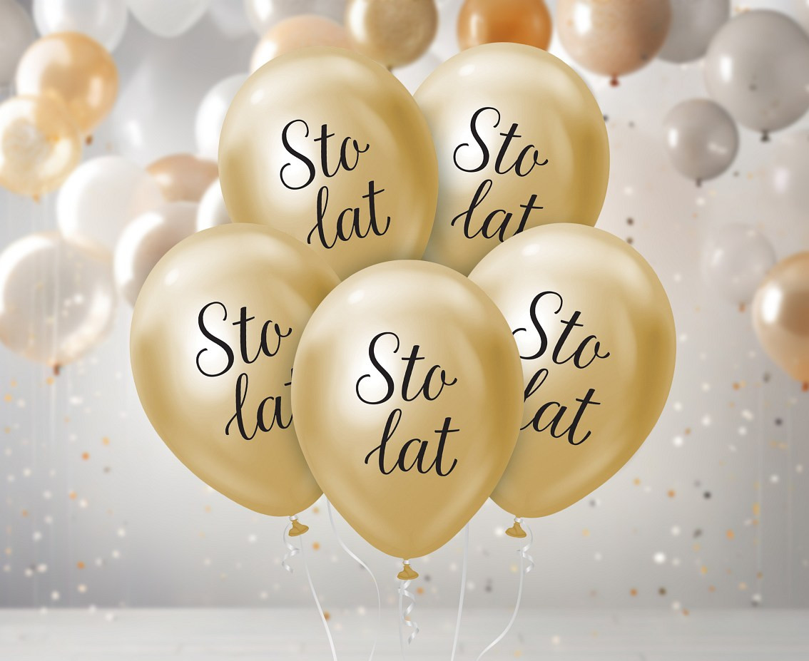 Balloons B&C 12", Sto Lat, platinum light gold, 5pcs