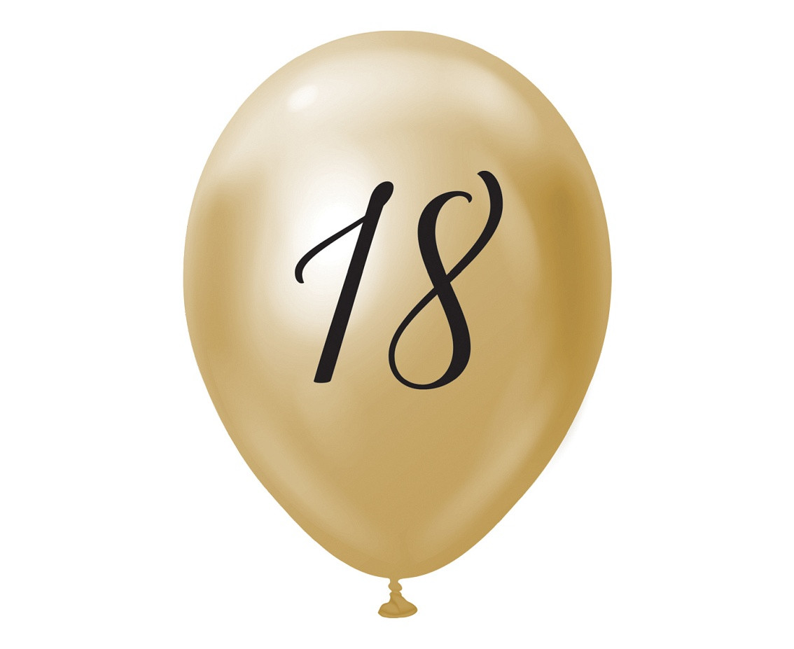 Balloons B&C 12",  18th birthday, platinum light gold, 5pcs