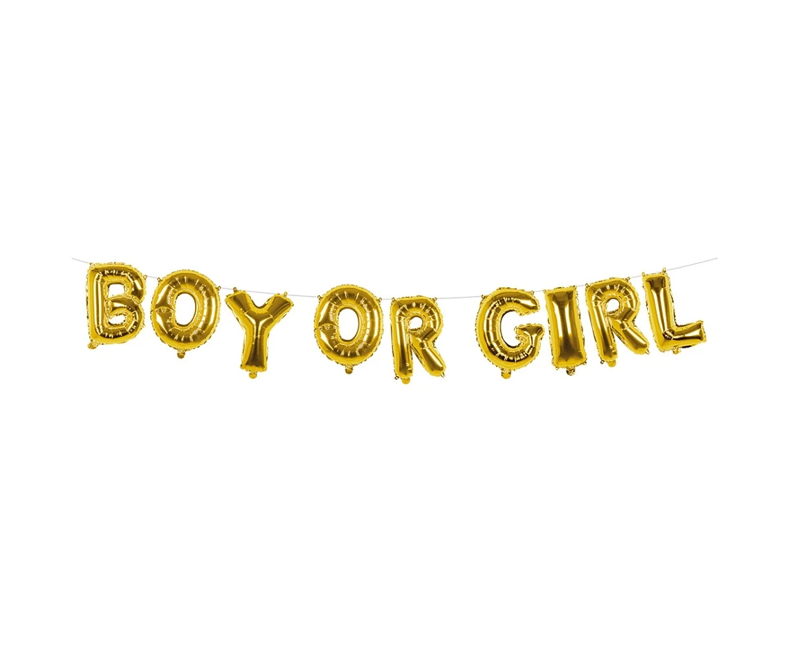 Foil balloon garland 'B O Y  O R  G I R L' (4 m)