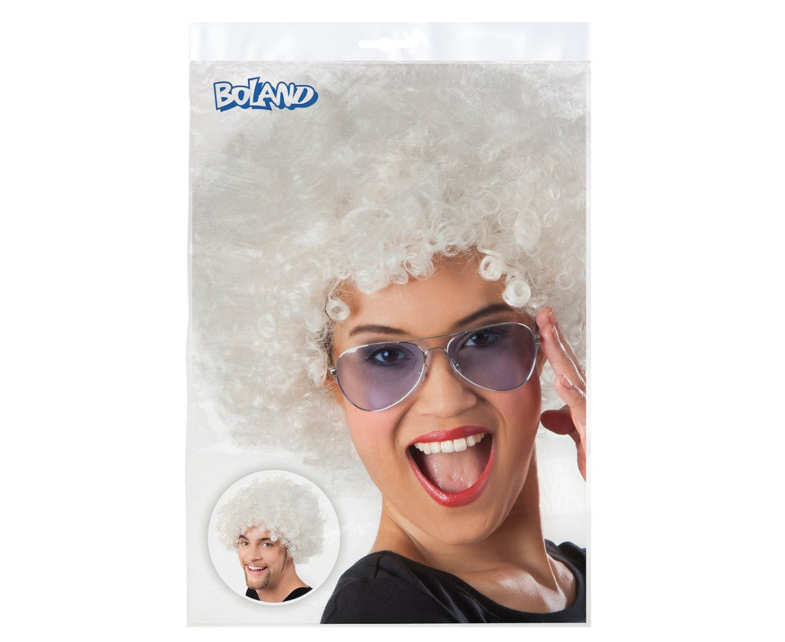 Wig Afro, white