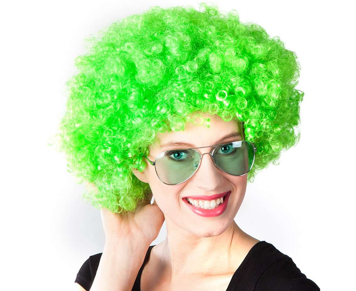 Afro wig, green