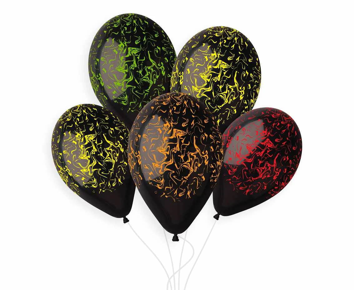 Balloons Gemar 13", premium helium marble black, 5pcs