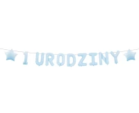 Paper garland  "1 URODZINY", blue, 1,5 m.