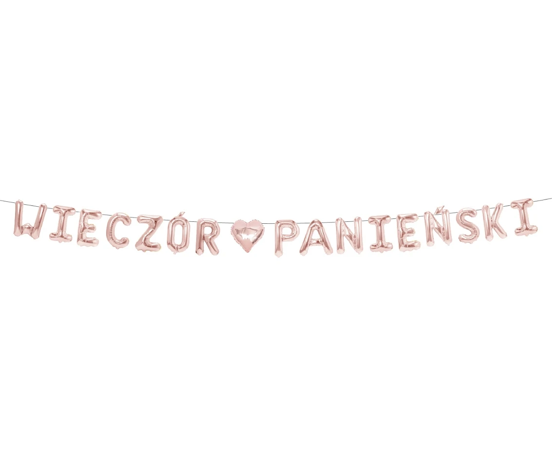 Paper garland "WIECZÓR PANIEŃSKI", pink , 2,1 m