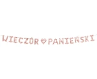 Paper garland "WIECZÓR PANIEŃSKI", pink , 2,1 m