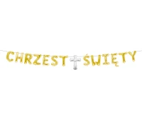 Paper garland "CHRZEST ŚWIĘTY", gold , 1,8 m