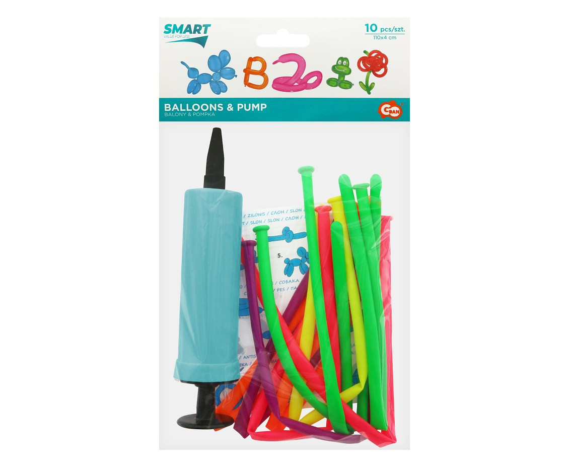 Modelling fluor balloons, 10 pcs with pomp