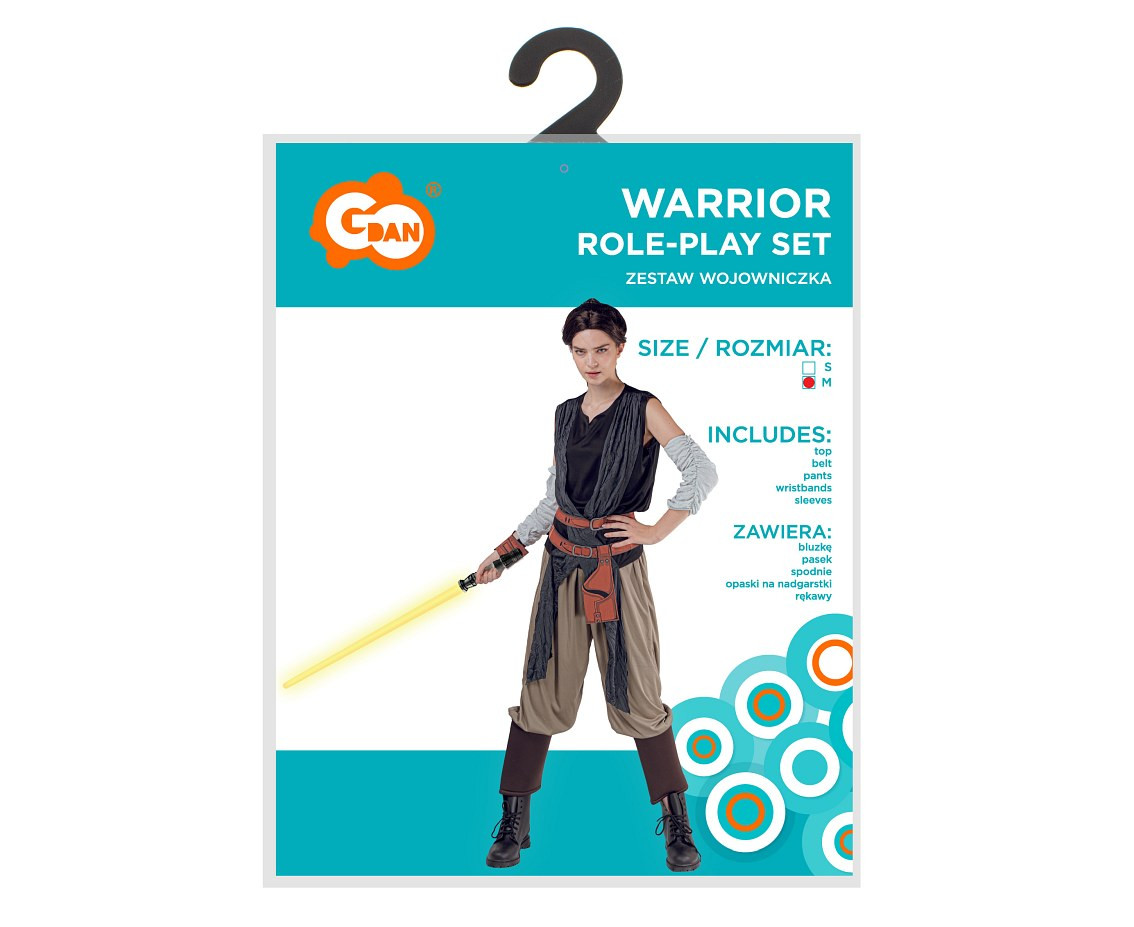 Role play-set for adult Warrior (top, belt, pants, wristband, sleeves), size M EOL