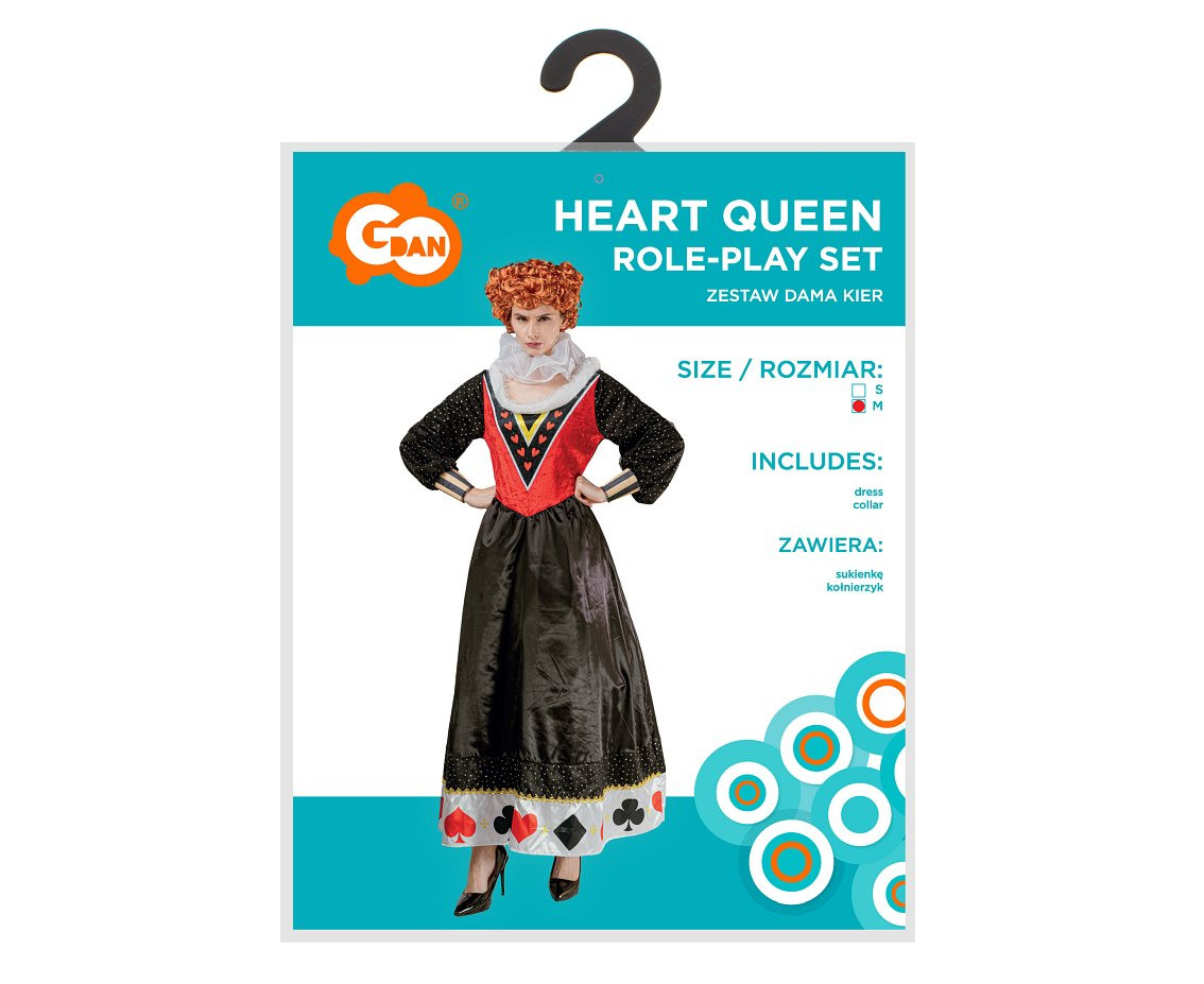 Role play-set for adult Heart Queen (dress, collar ), size M EOL