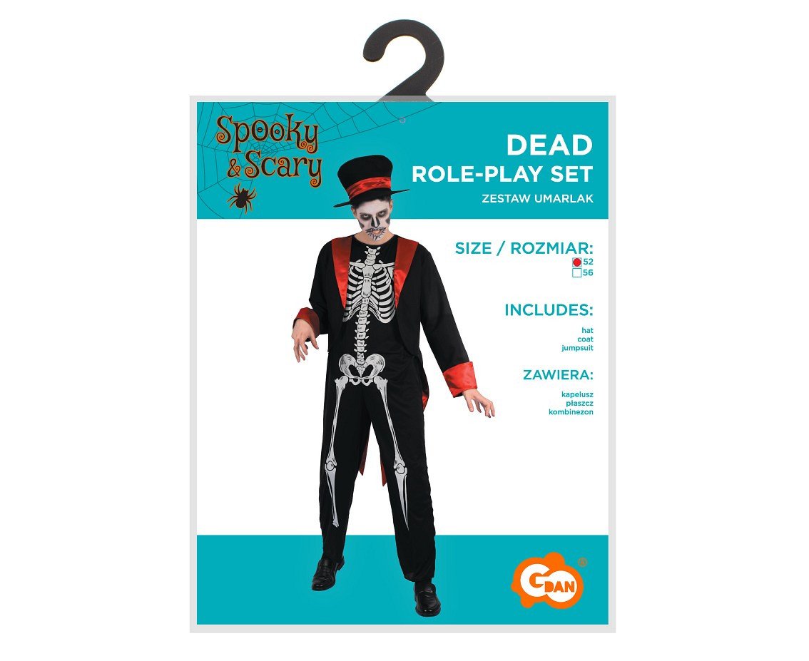 Role play-set for adult Dead (hat, coat, jumpsuit), size 52 EOL