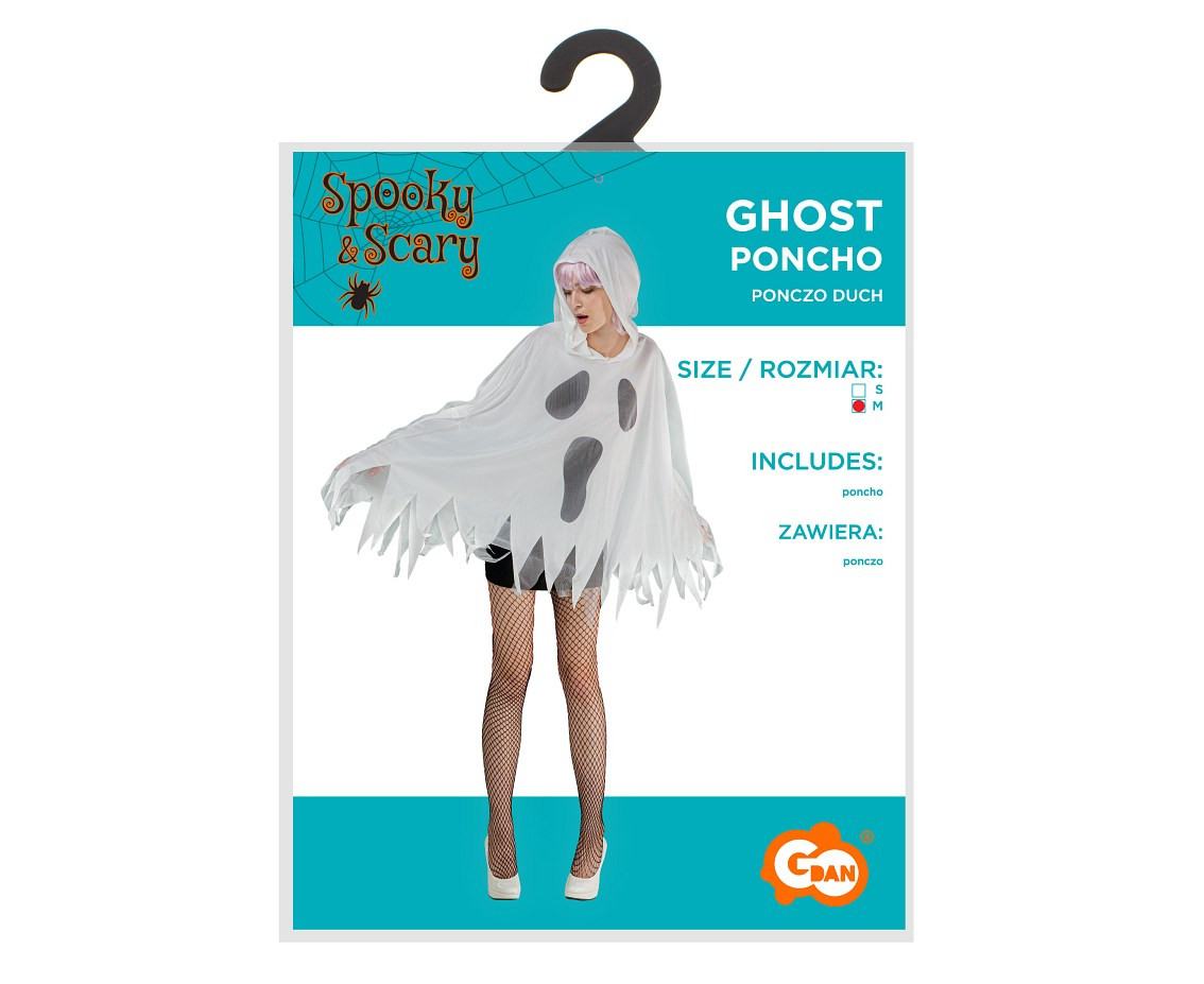 Poncho for adult Ghost, size M