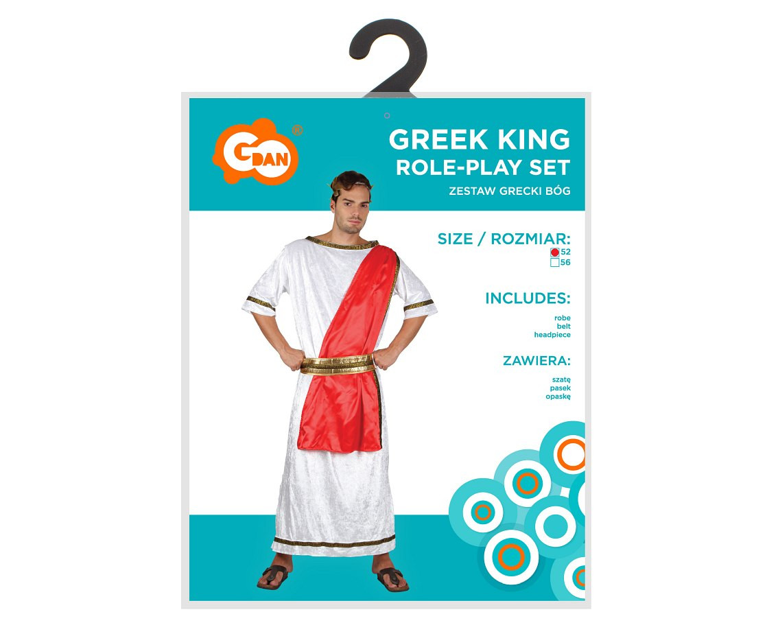 Role play-set for adult Greek King (robe, belt, headpiece), size 52