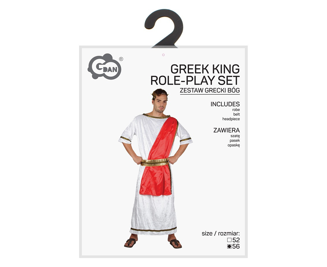 Role play-set for adult Greek King (robe, belt, headpiece), size 56