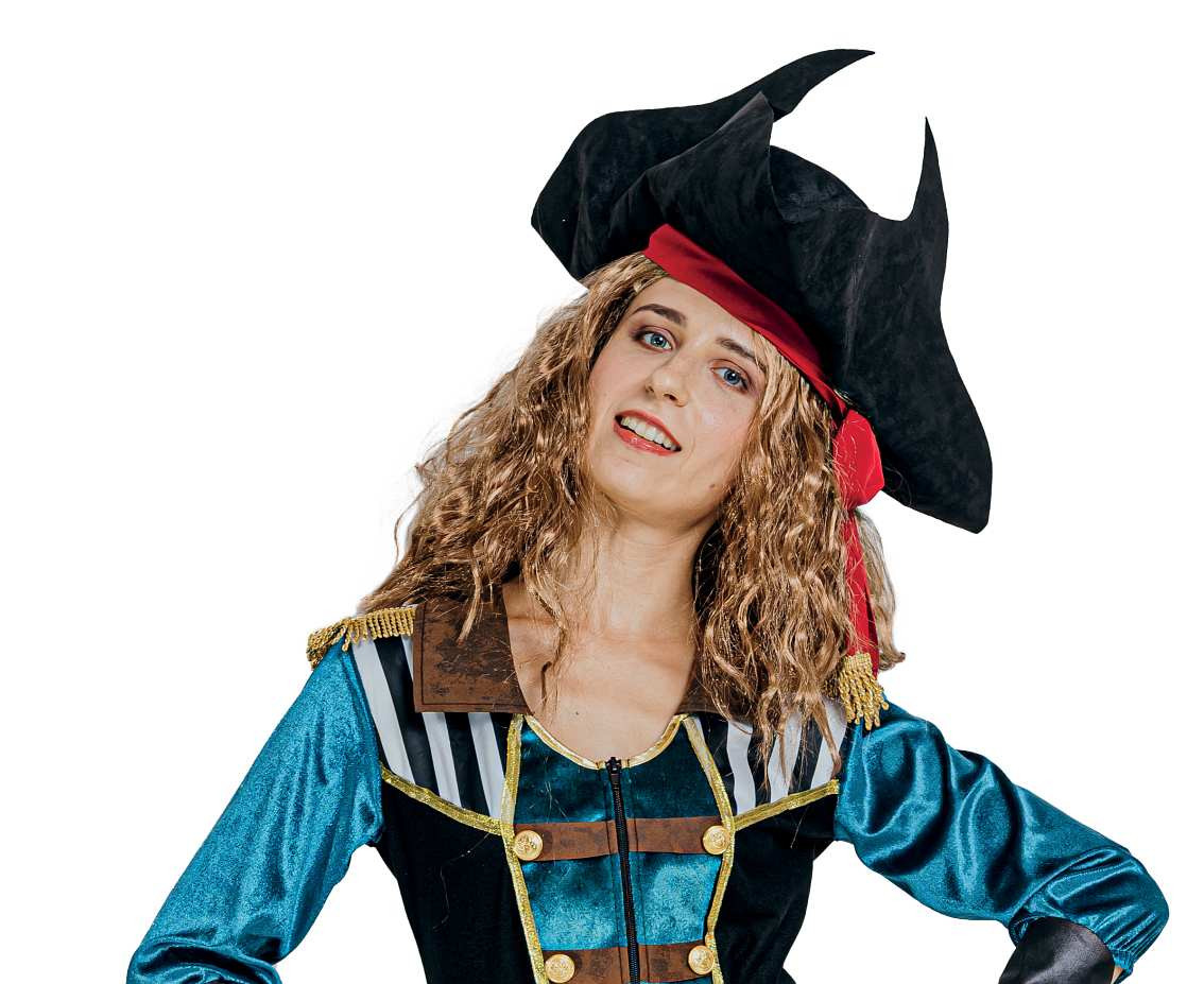 Role play-set for adult Sea Pirate (coat, belt, hat, headband, sash, armguards), size M