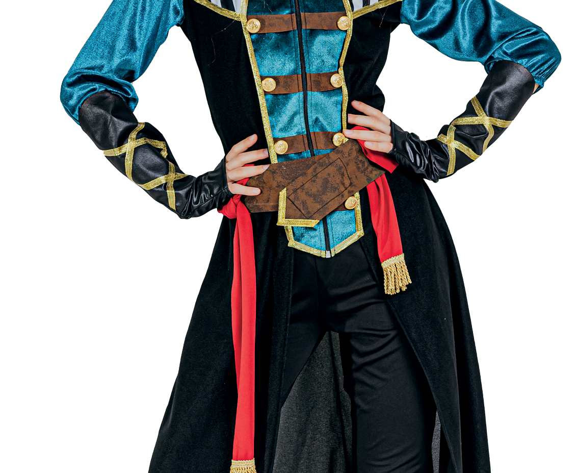Role play-set for adult Sea Pirate (coat, belt, hat, headband, sash, armguards), size M