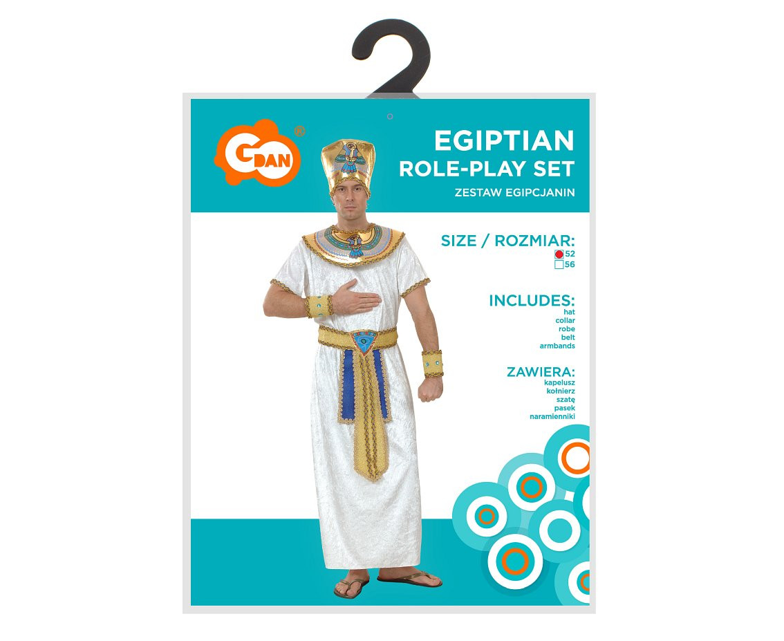 Role play-set for adult Egiptian (hat, collar, robe, belt, armbands), size 52