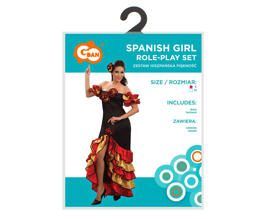 Role play-set for adult Spanish Girl (dress, hairband), size S