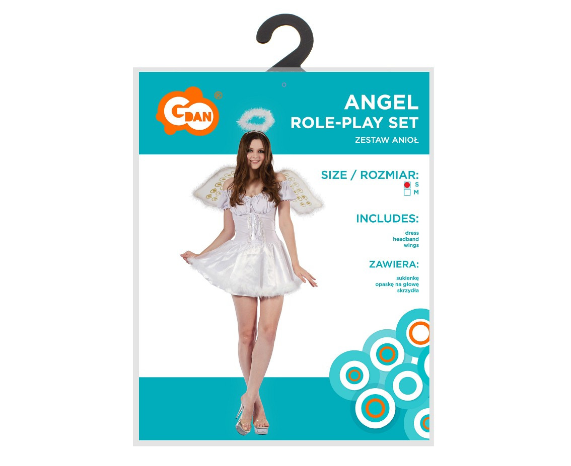 Role play-set for adult Angel (dress, headband, wings), size S