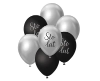 B&C Balloon Bouquet, Sto Lat, silver and black, 7 pcs.
