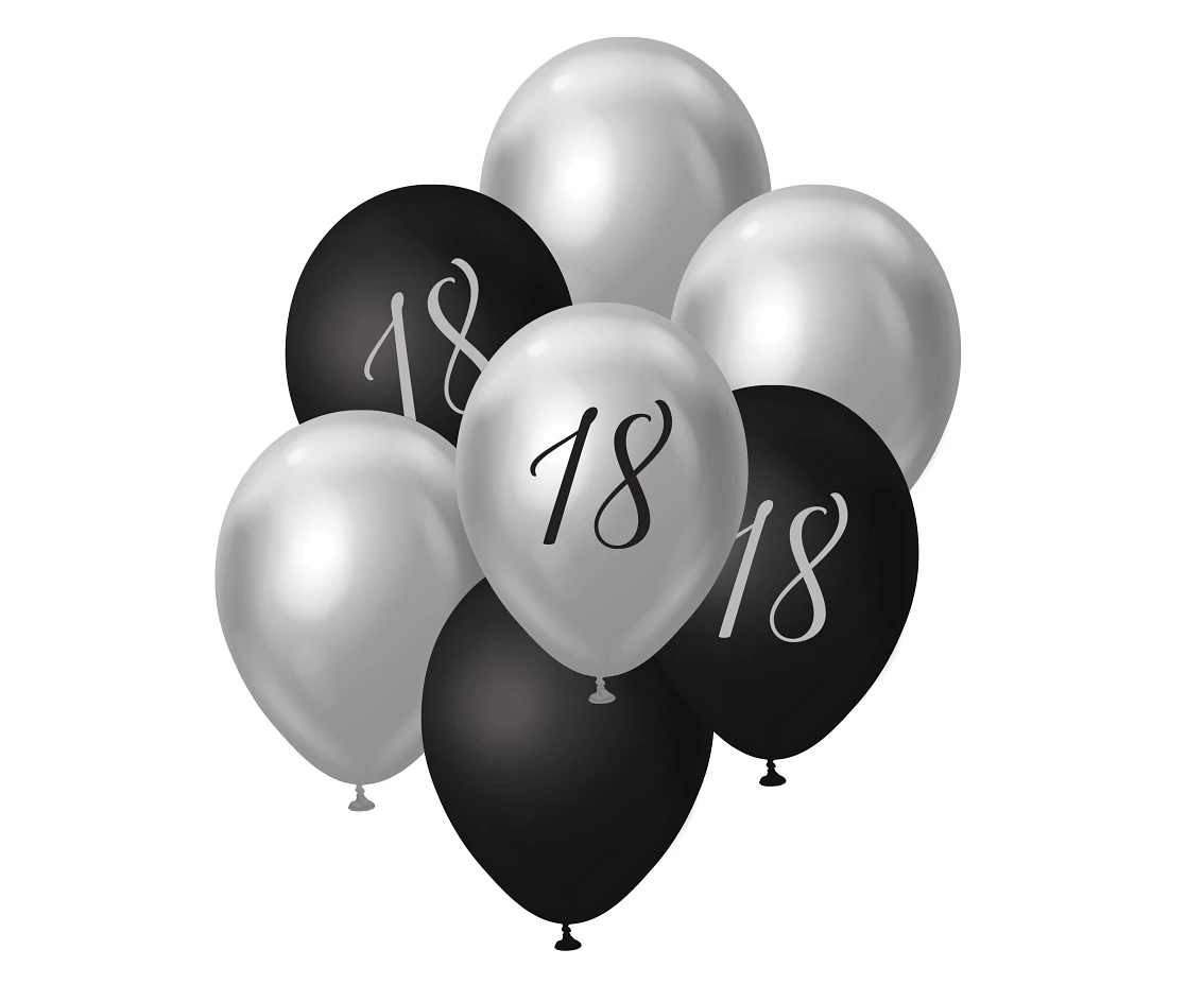 B&C Balloon Bouquet, 18, silver and black, 7 pcs.