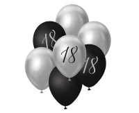 B&C Balloon Bouquet, 18, silver and black, 7 pcs.