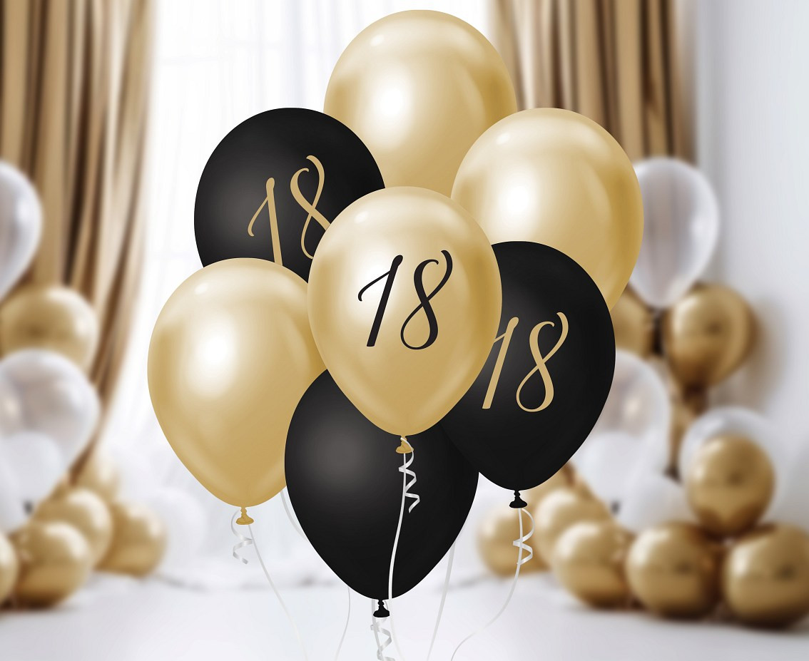 B&C Balloon Bouquet, 18, l. gold and black, 7 pcs.