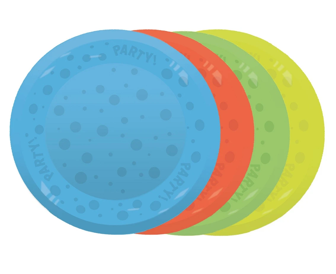 Reusable plates, 4 colors, 21 cm., 4 pcs