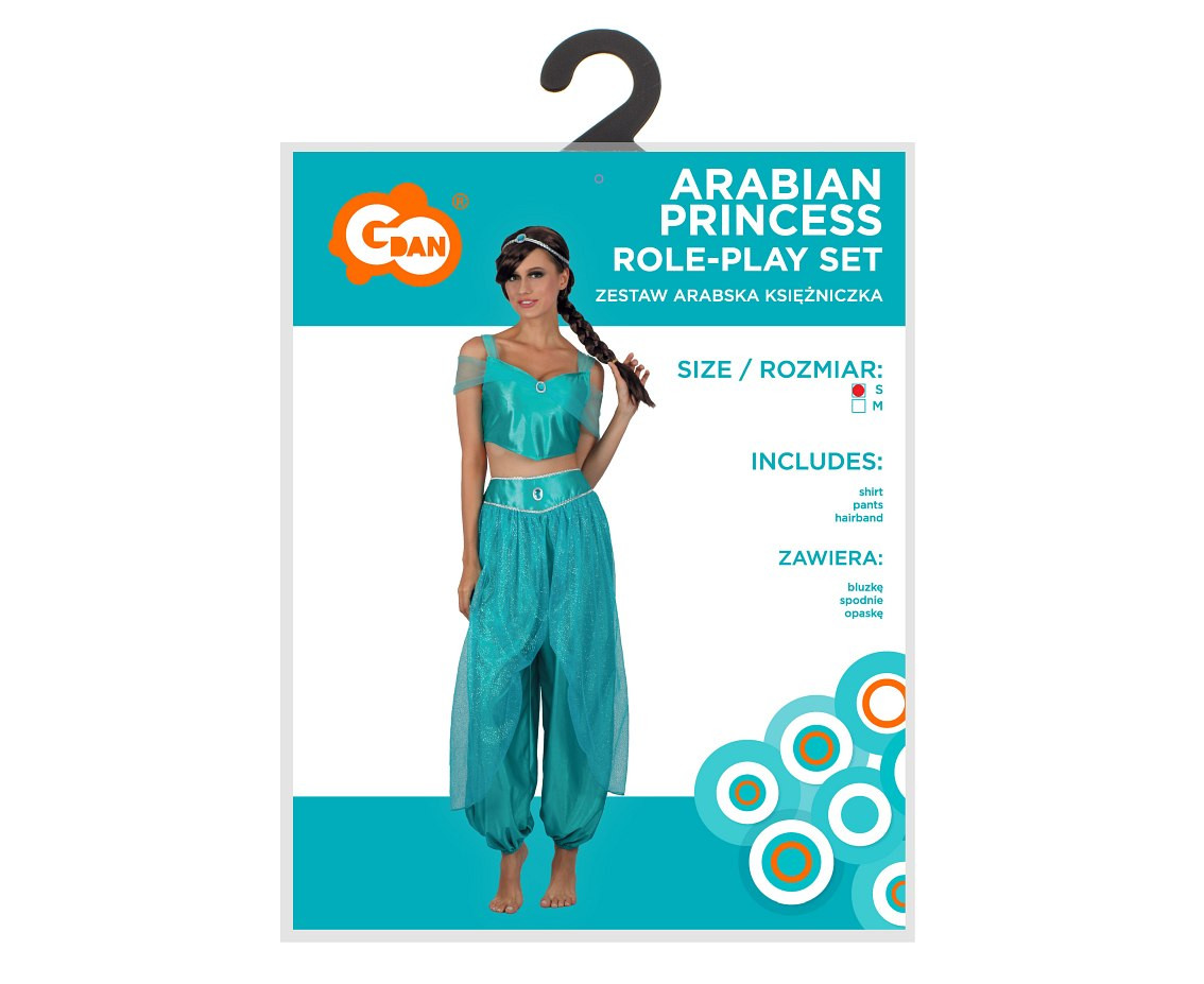 Role play-set for adult Arabian Princess (shirt, pants, hairband), size S