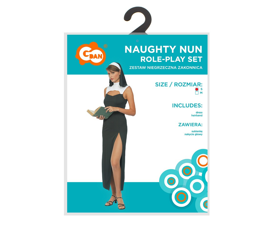 Role play-set for adult Naughty Nun (dress, hairband), size S
