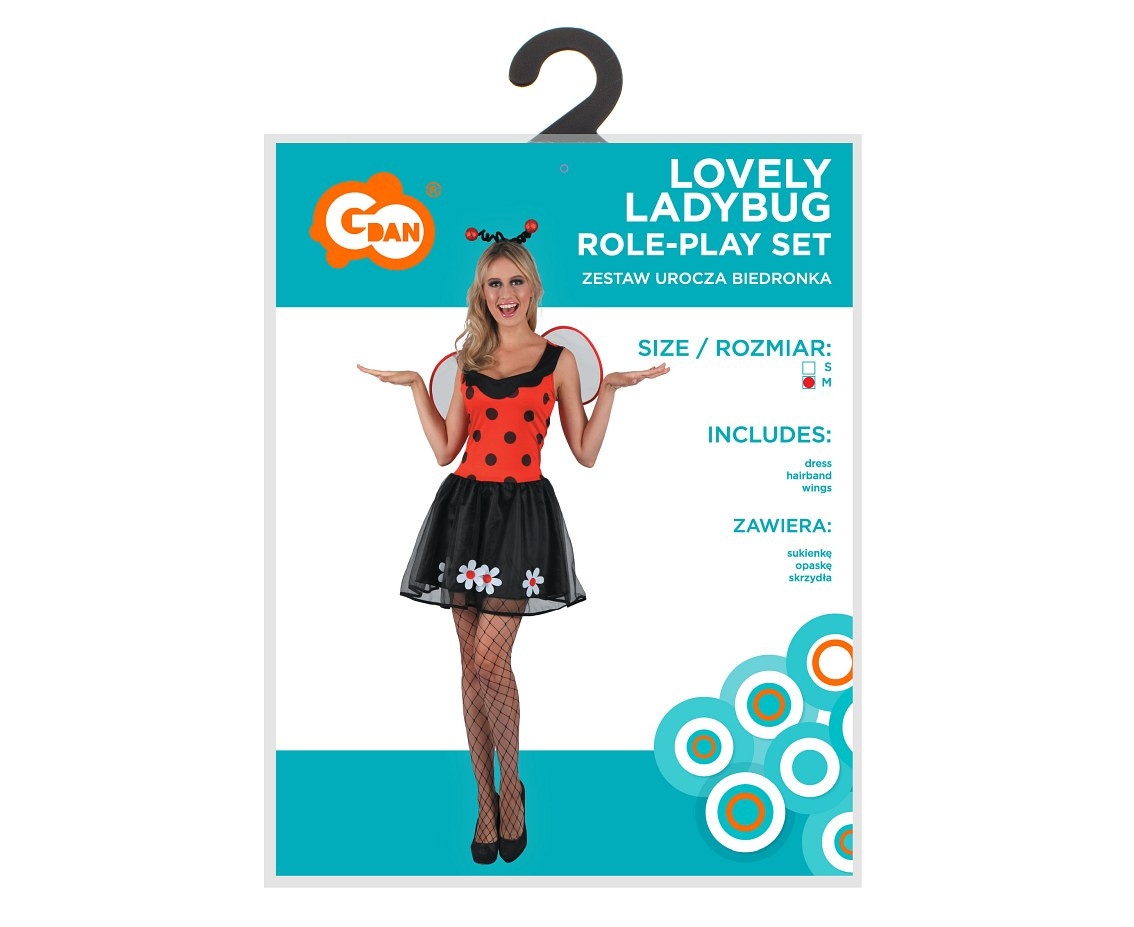 Role play-set for adult Lovely Ladybug (dress, hairband, wings), size M