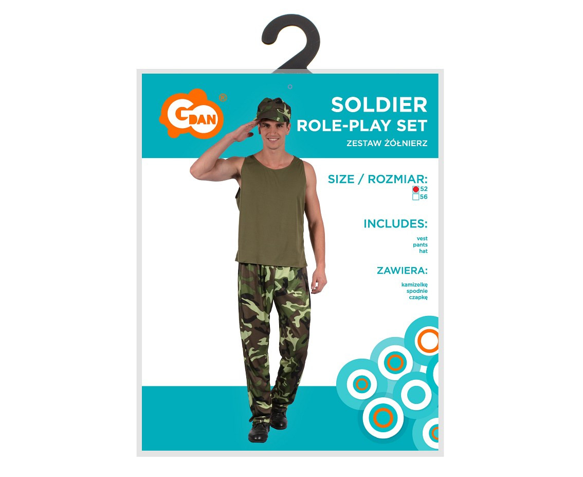 Role play-set for adult Soldier (vest, pants, hat), size 52