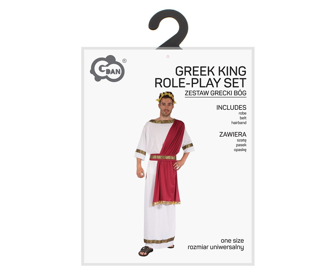 Role play-set for adult Greek King (robe, belt, hairband), one size