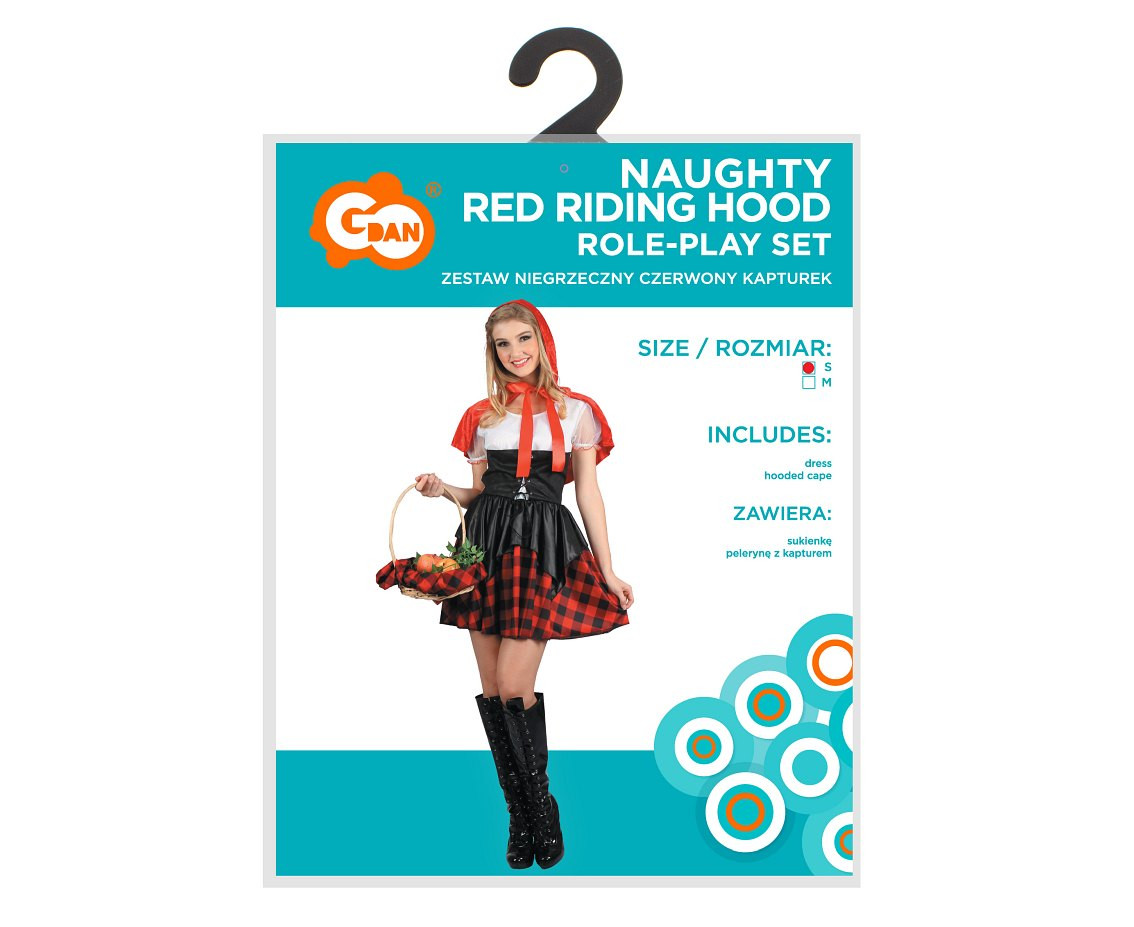 Role play-set for adult Naughty Red Riding Hood (dress, hooded cape), size S EOL