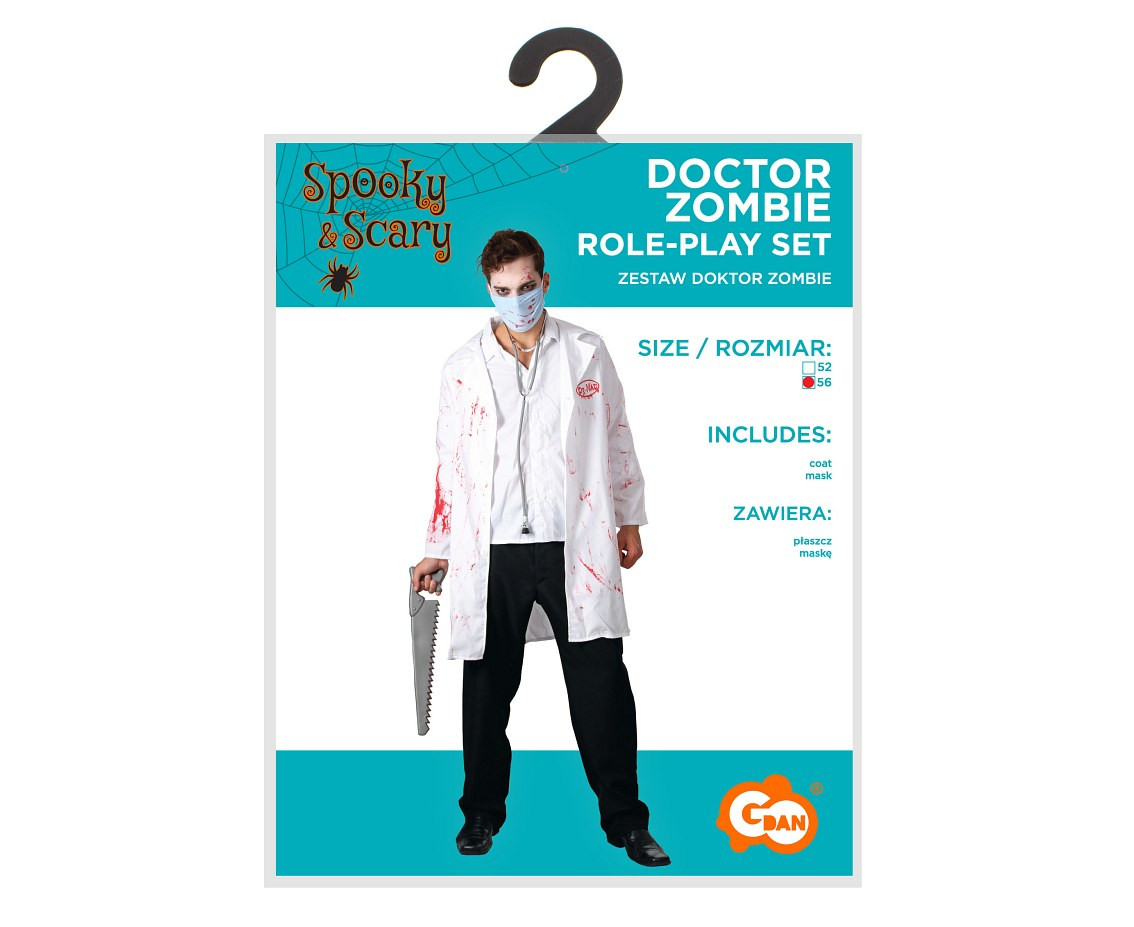 Role play-set for adult Doctor Zombie (coat, mask), size 56