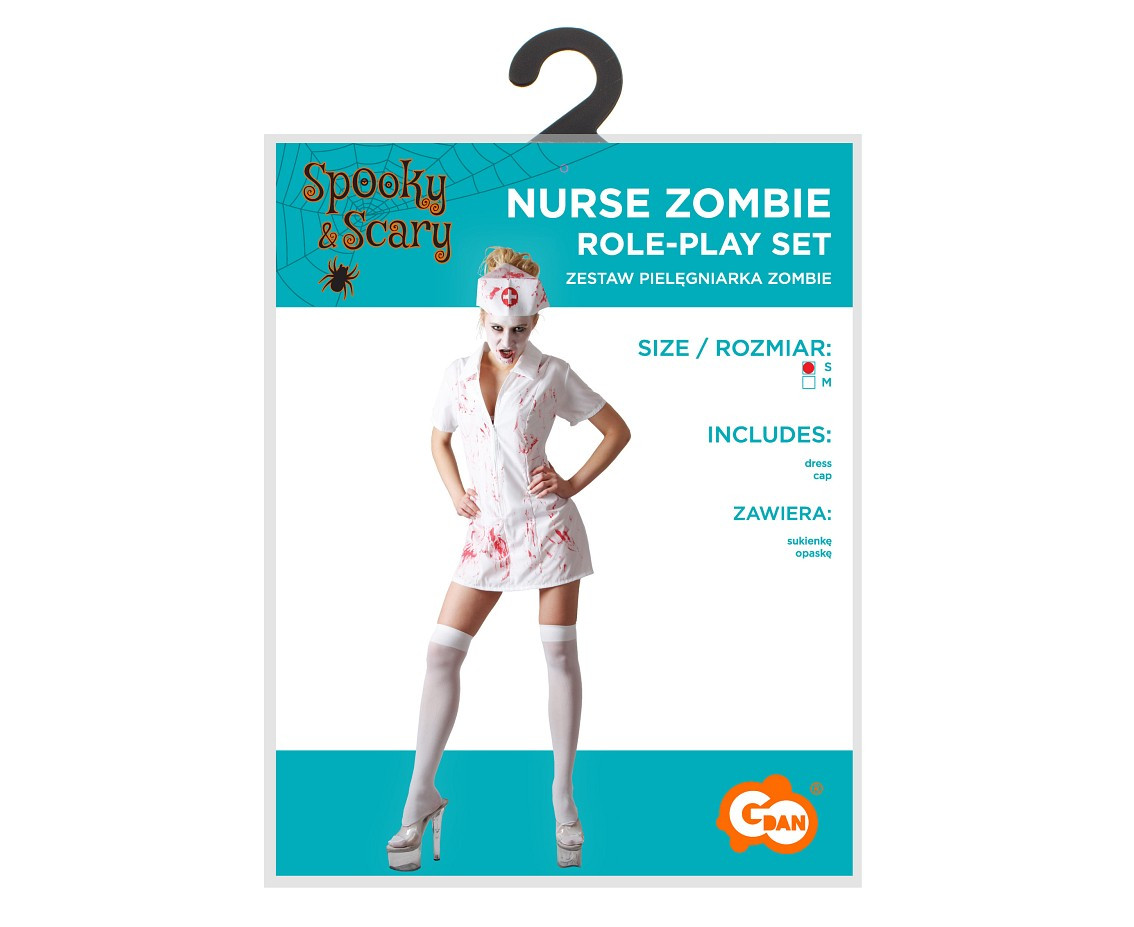 Role play-set for adult Nurse Zombie (dress, cap), size S