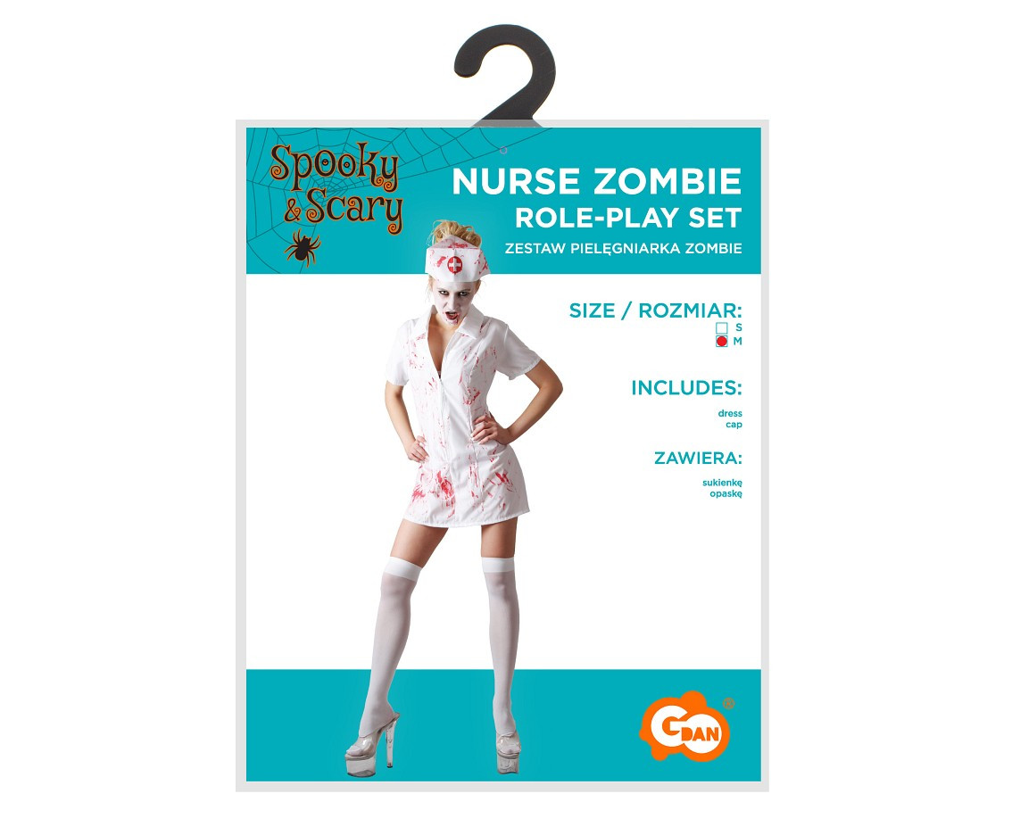 Role play-set for adult Nurse Zombie (dress, cap), size M