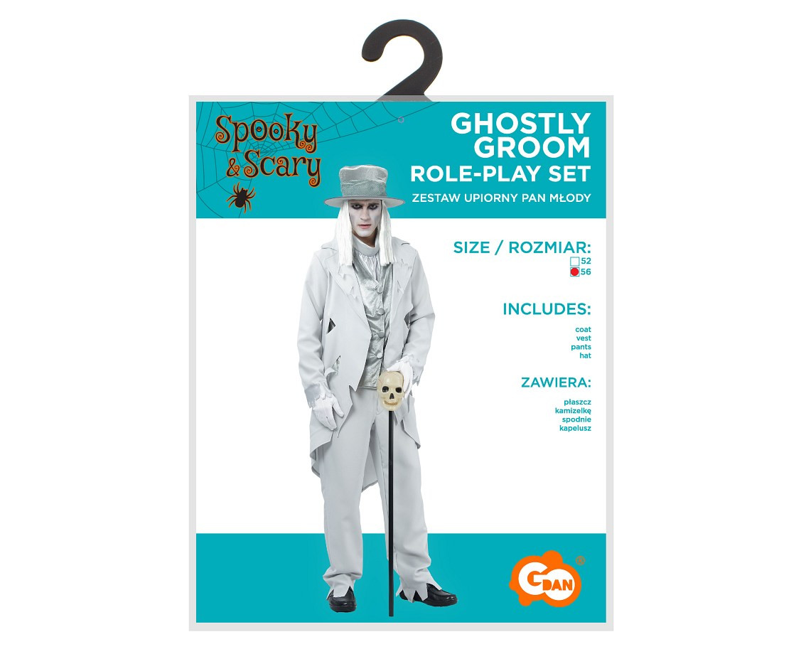 Role play-set for adult Ghostly Groom (coat, vest, pants, hat), size 56