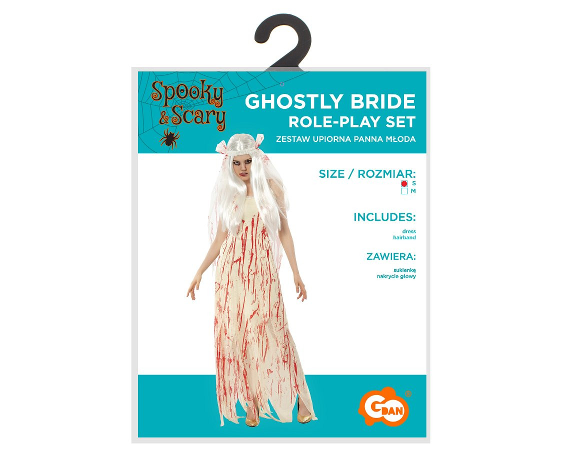 Role play-set for adult Ghostly Bride (dress, hairband), size S EOL