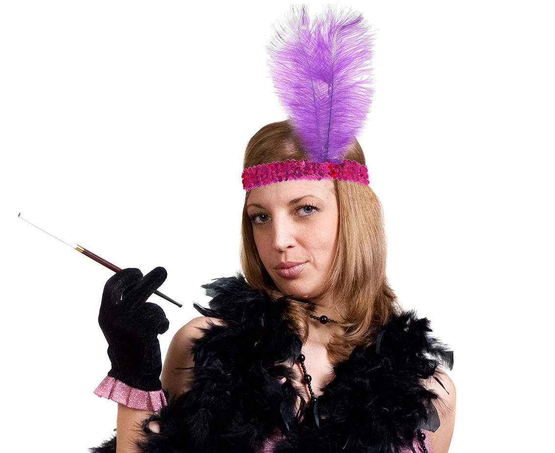 Headband with feather Retro, black