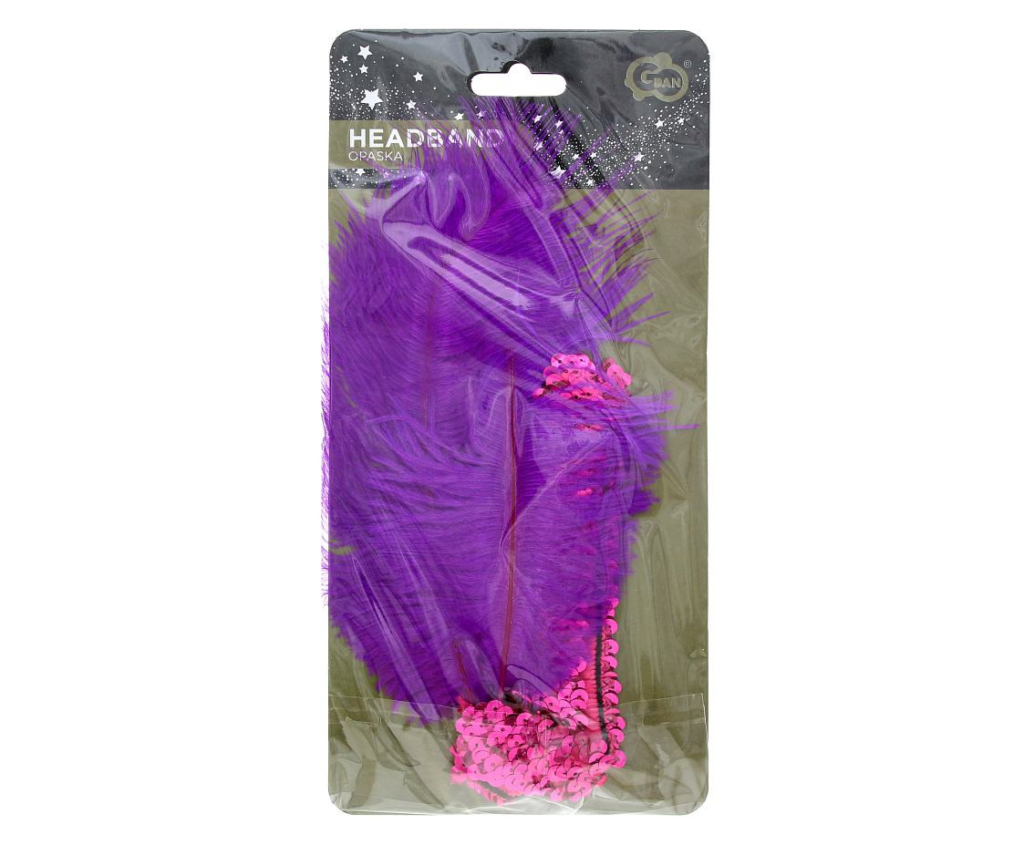 Headband with feather Retro, black