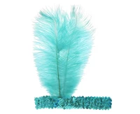 Headband with feather Retro, turquoise