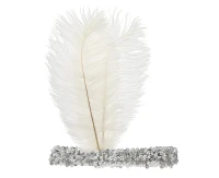 Headband with feather Retro, white