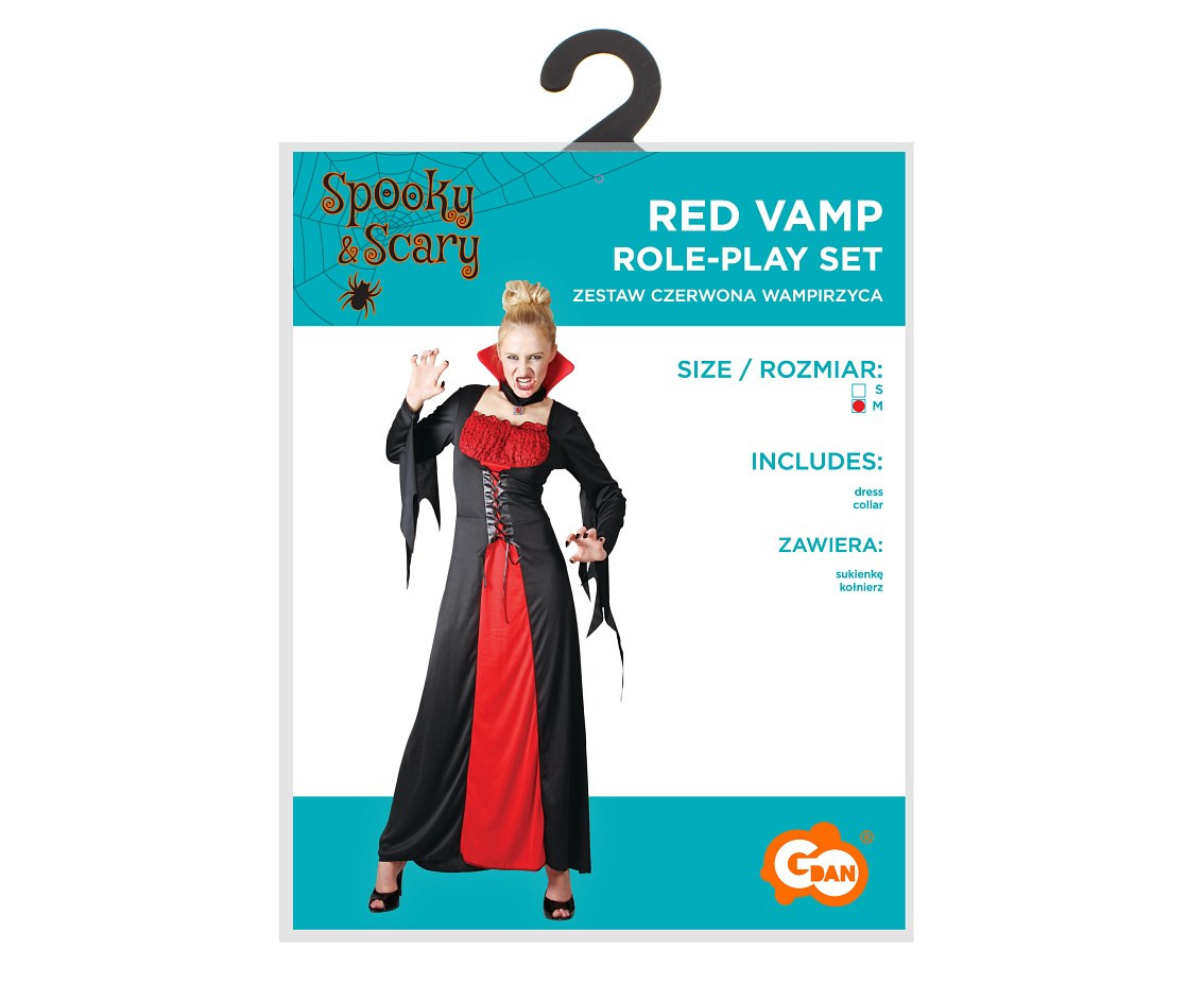 Role play-set for adult Red Vamp (dress, collar), size M