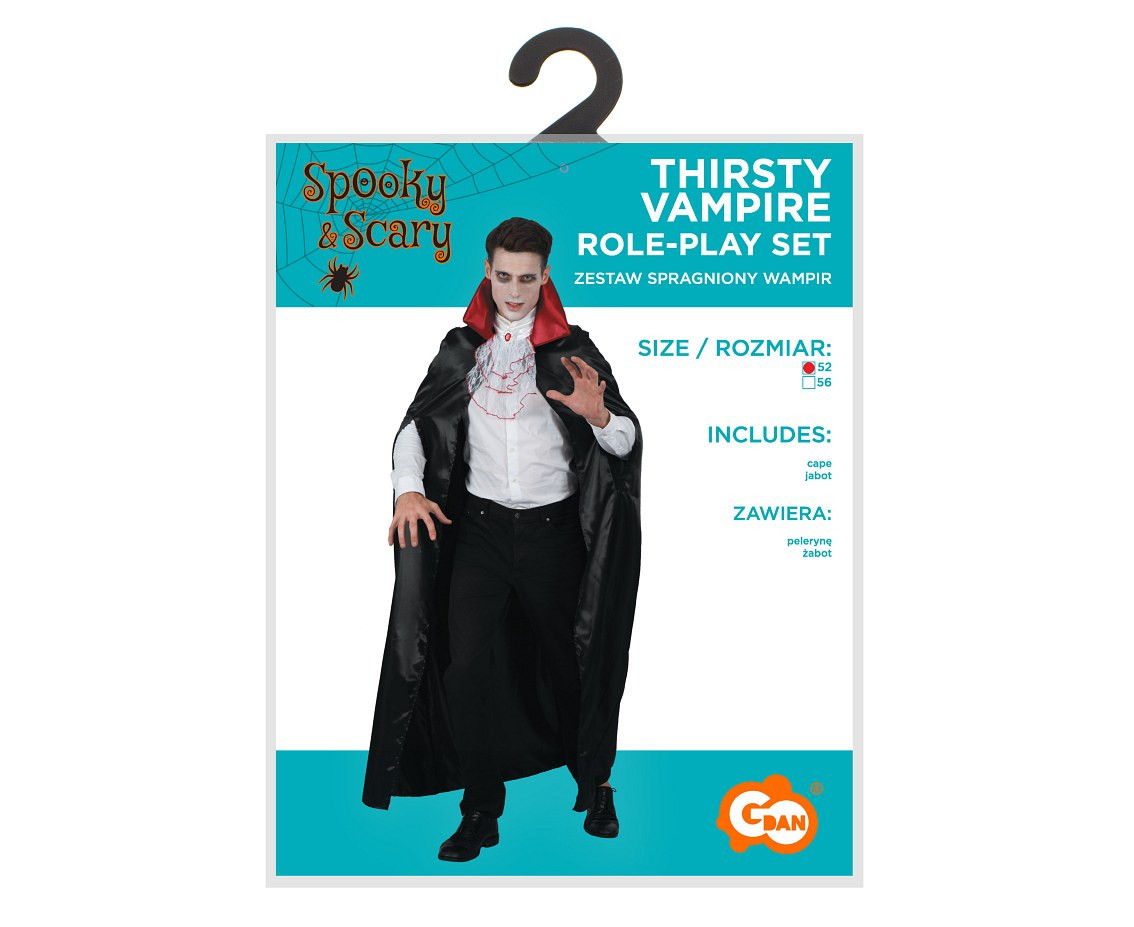 Role play-set for adult Thirsty Vampire (cape, jabot), size 52