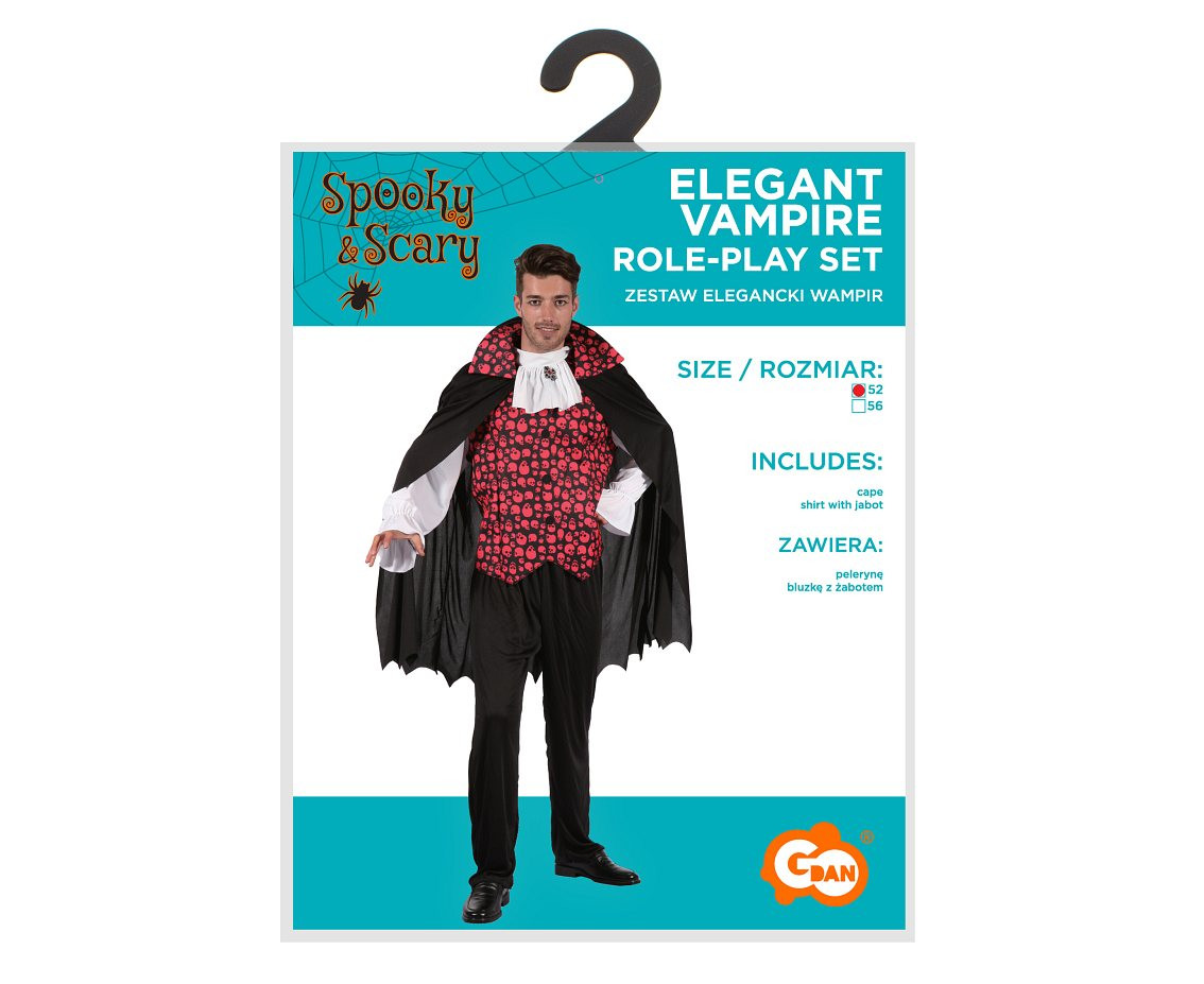 Role play-set for adult Elegant Vampire (cape, shirt with jabot), size 52 EOL