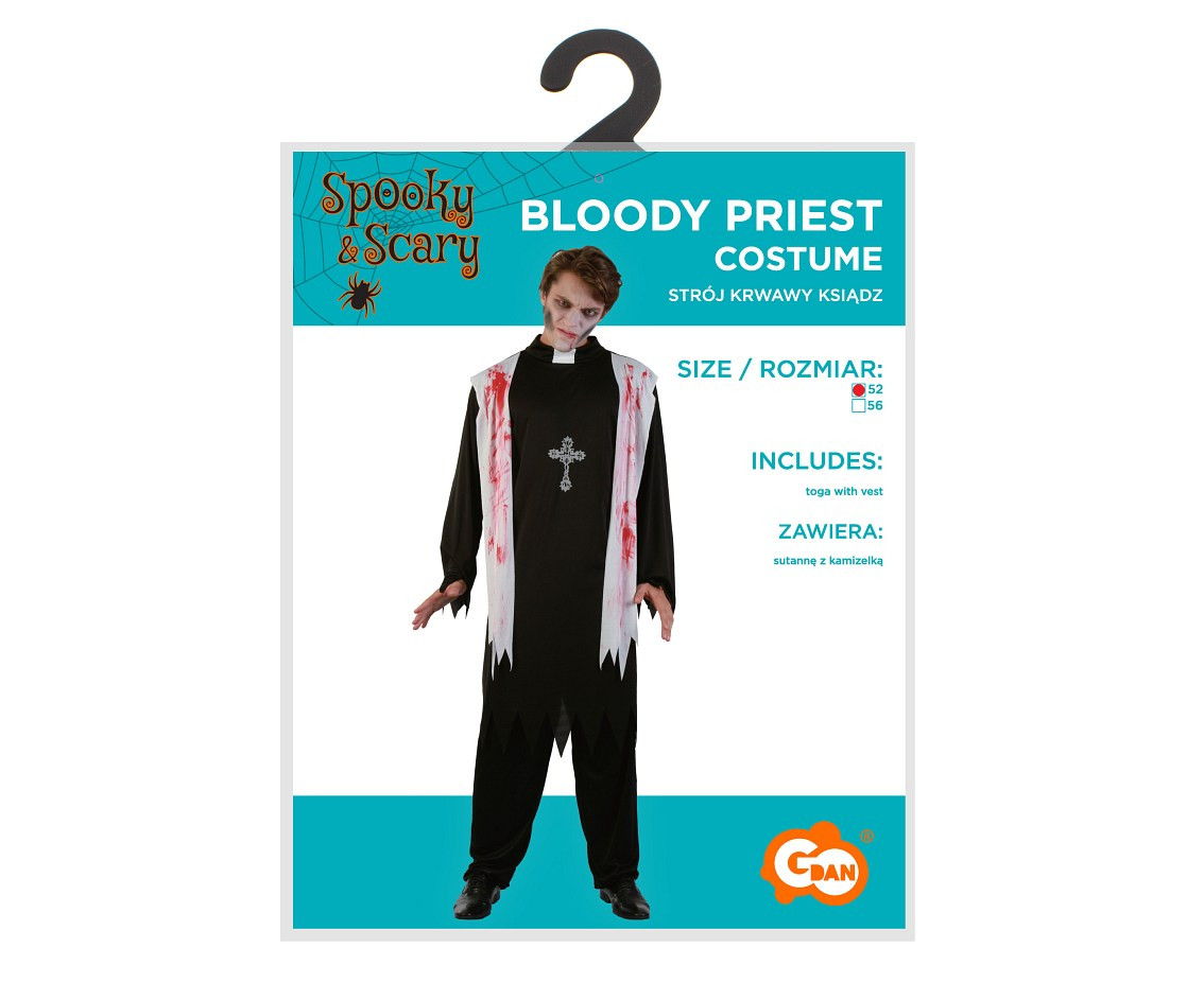 Costume for adult Bloody Priest (toga with vest), size 52