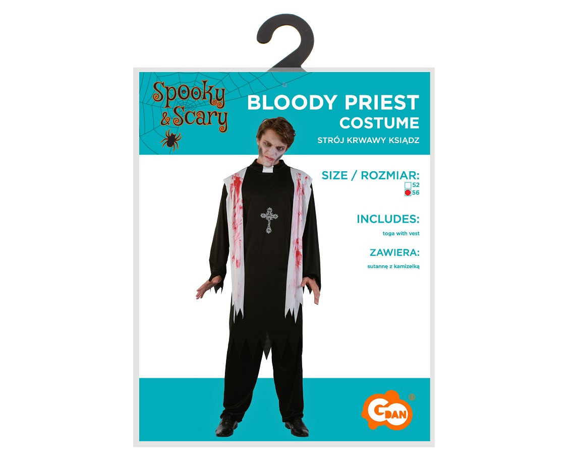 Costume for adult Bloody Priest (toga with vest), size 56