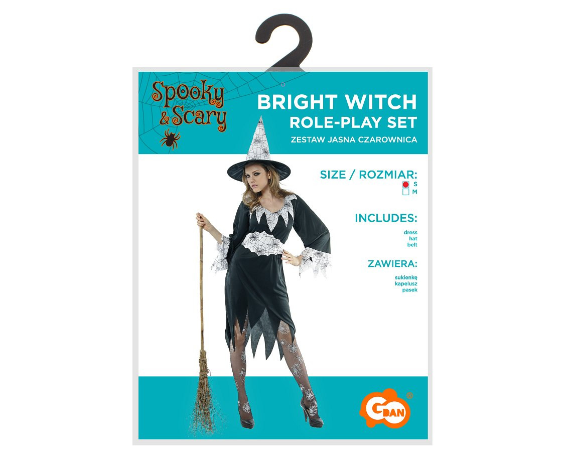 Role play-set for adult Bright Witch (dress, hat, belt), size S